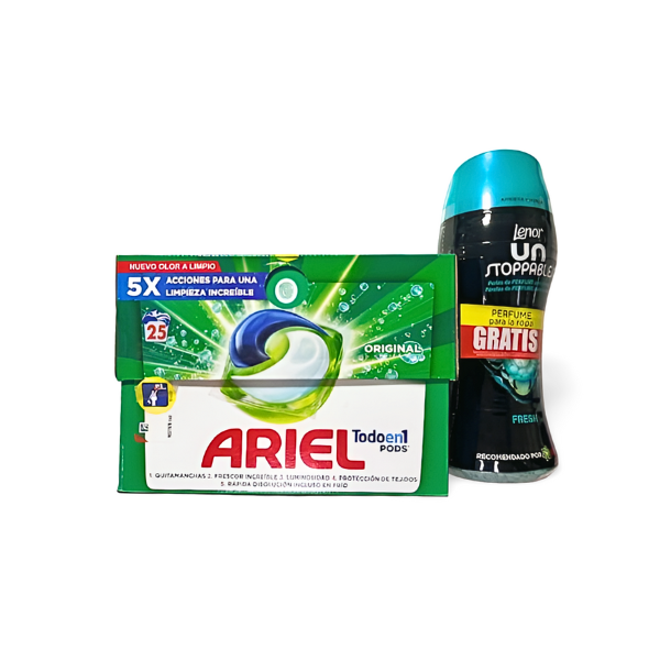 Ariel detergente Pods original 25uds. + Lenor perlas 210g GRATIS